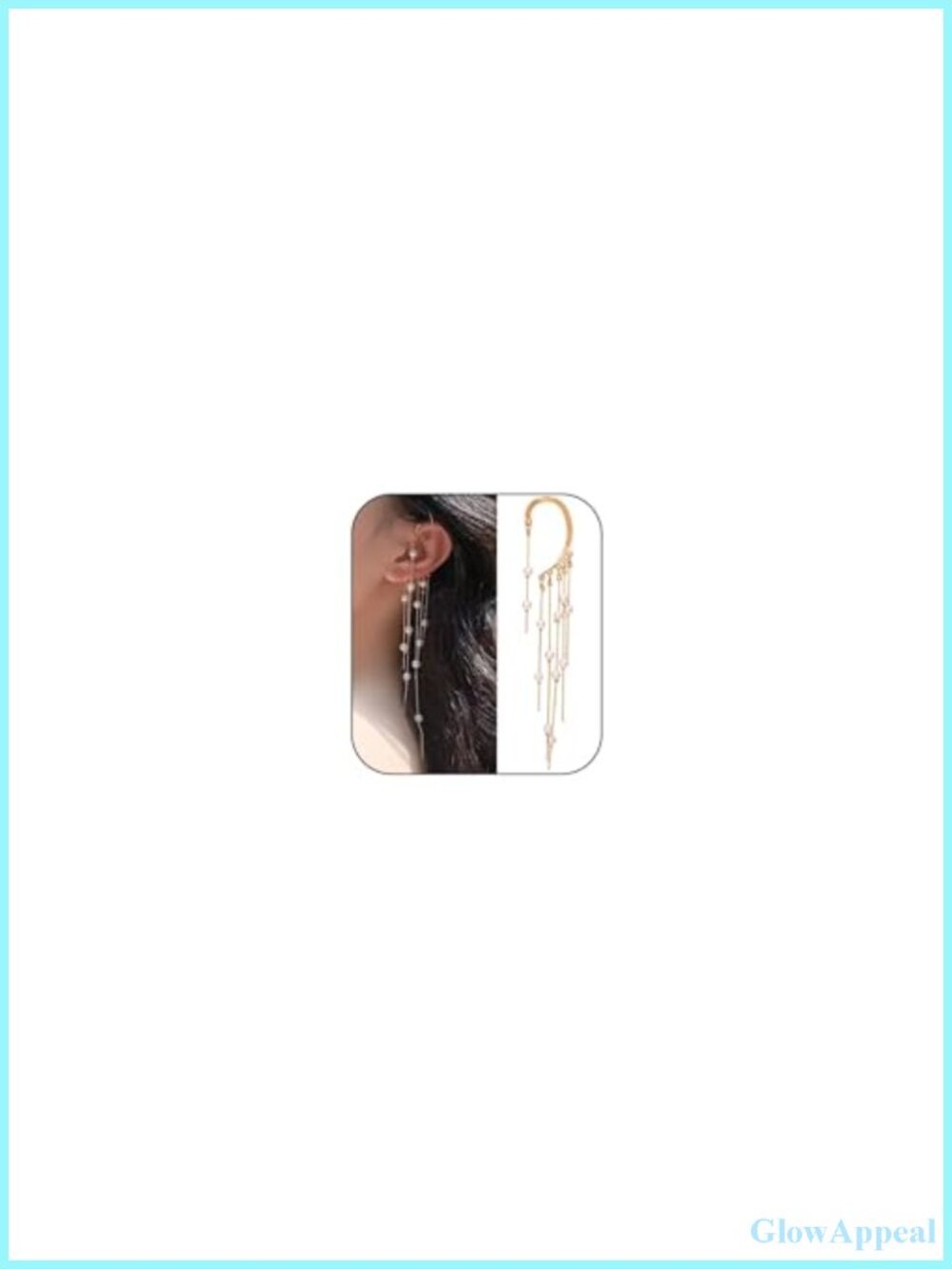 Boho Pearl Tassel Ear Cuffs Non-Piercing Clip-On Dangle Chain Earrings